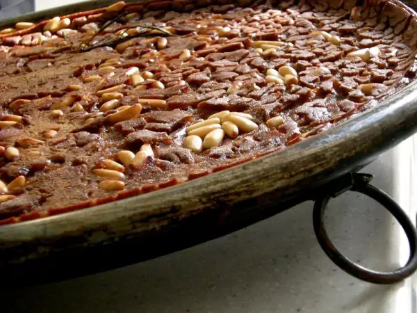 Castagnaccio chestnut and pine nuts cake