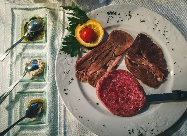 Typical food of Cremona, Italy: Gran Bollito Misto with Three Sauces