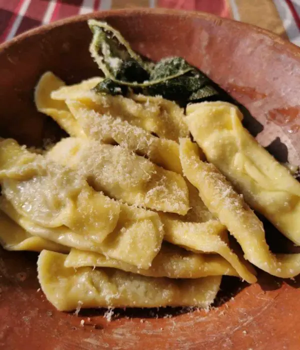Scarpinocc de Parr, vegetarian stuffed pasta from Bergamo